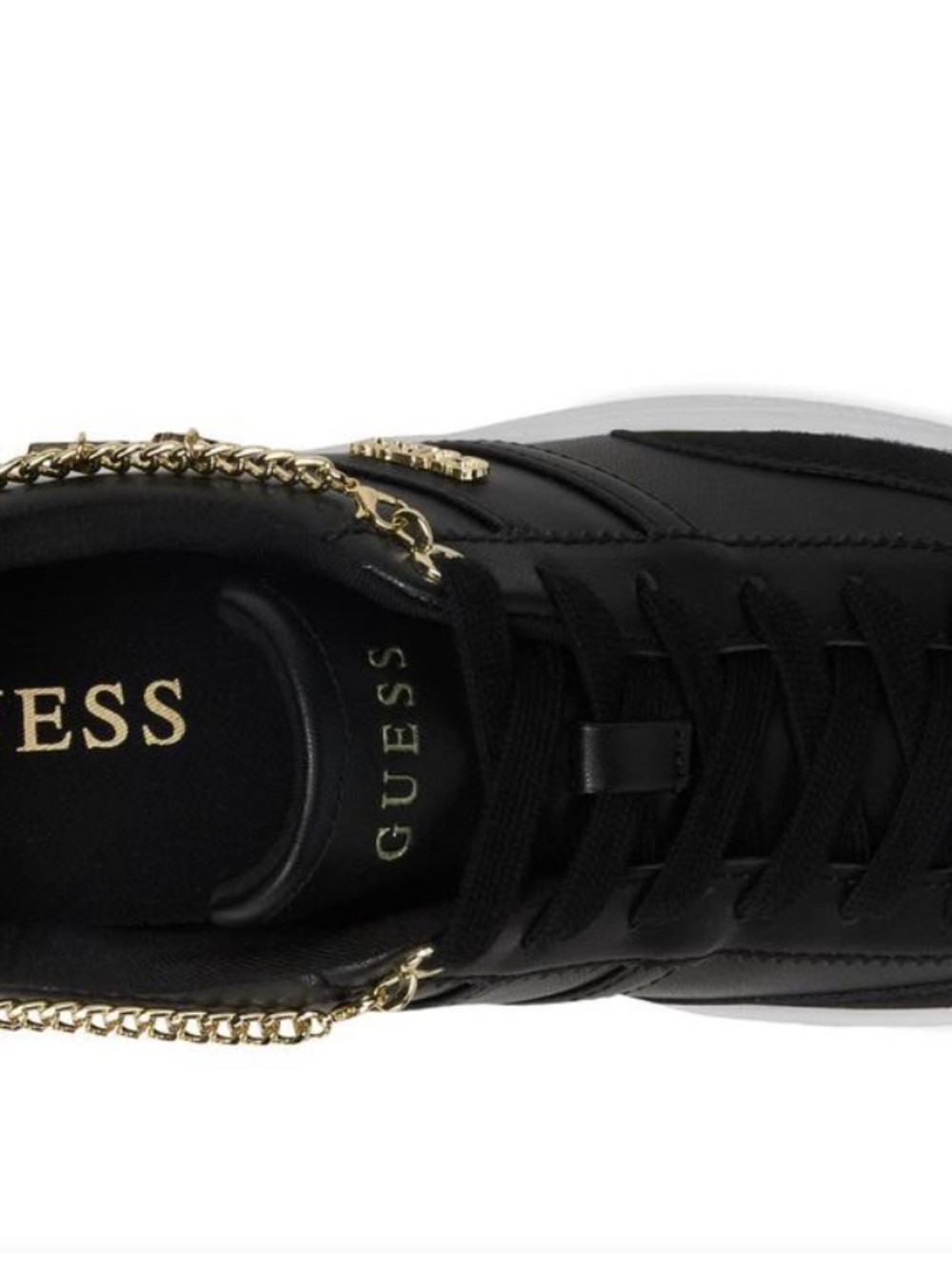 GUESS Black Sneakers with Gold Charm Chain - Picture 9 of 16